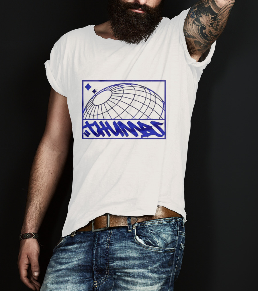 Thumbs Global Tag Graffiti Style Blue Globe T-Shirt
