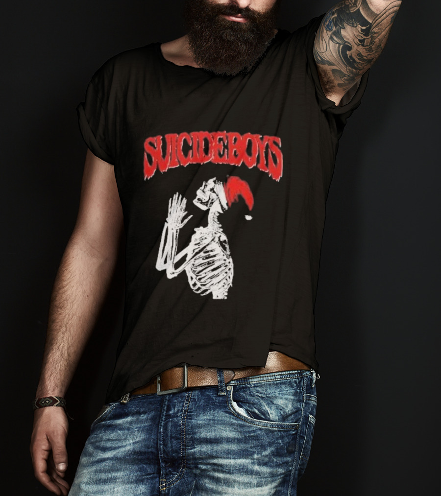 SUICIDEBOYS Skeleton Santa Hat T-Shirt