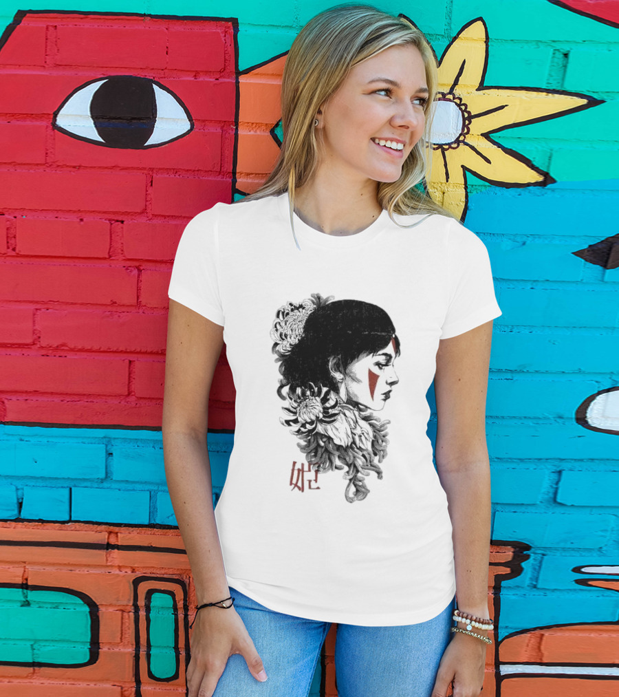 Wolf Girl Rafael Baptista Chrysanthemum Profile Asian Characters T-Shirt