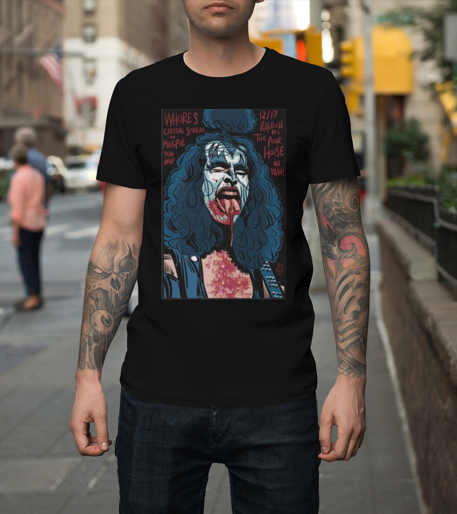 Whores With Crystal Spiders and Magpie Live at The Pour House Raleigh NC Dec 17 2024 Tour T-Shirt