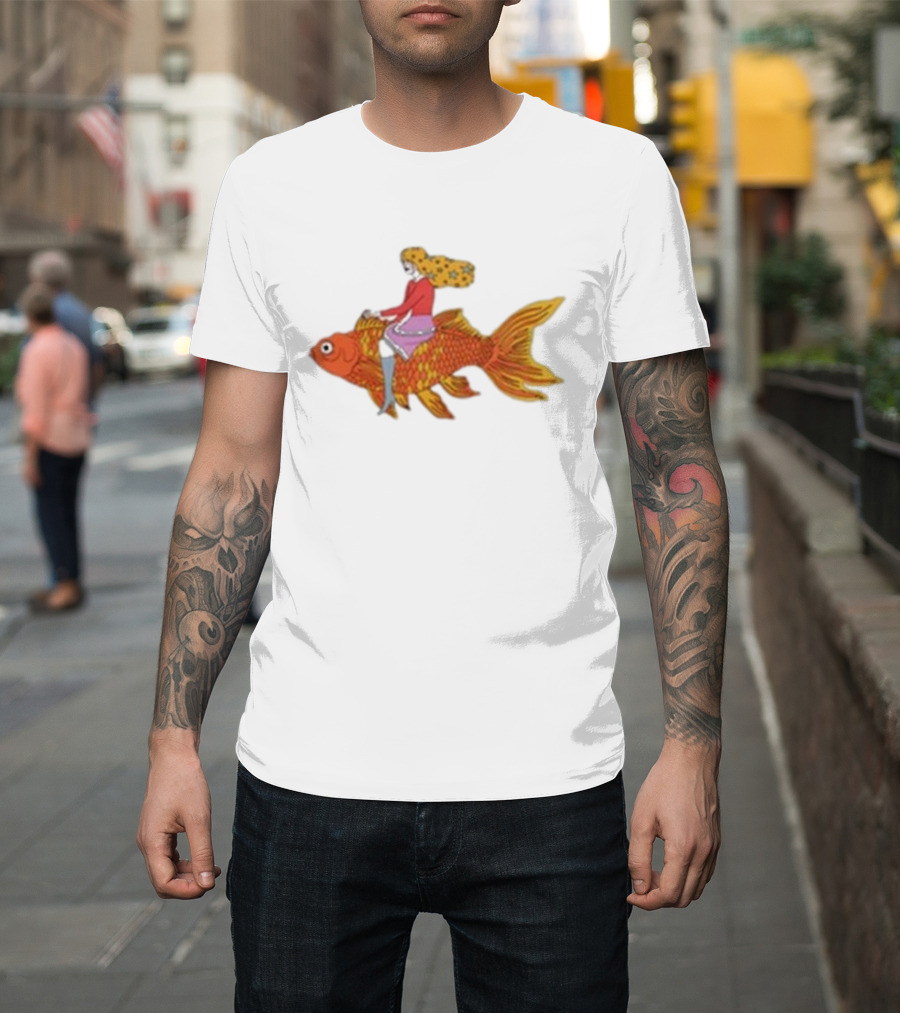 Kate Bollinger Riding Goldfish Retro Style Motif T-Shirt