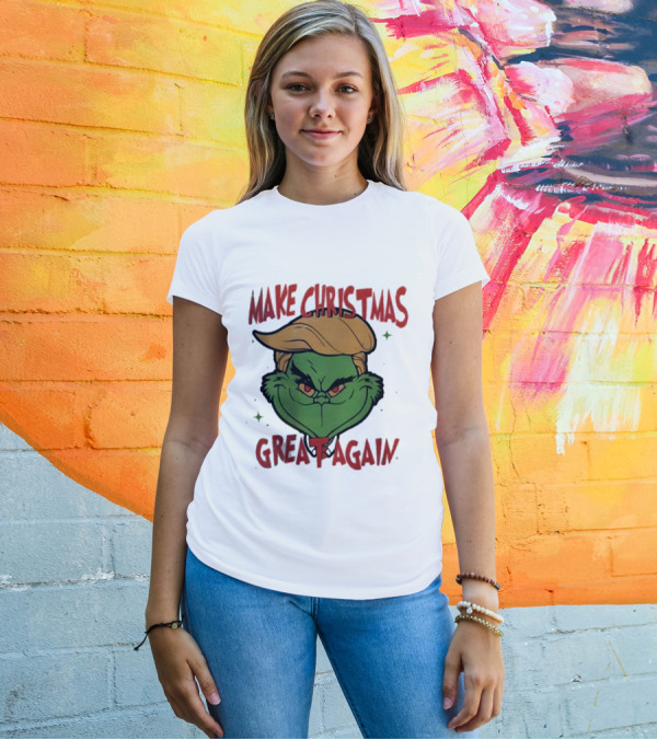 Make Christmas Great Again Trump Grinchmas Holiday Trump Grinch Face T-Shirt