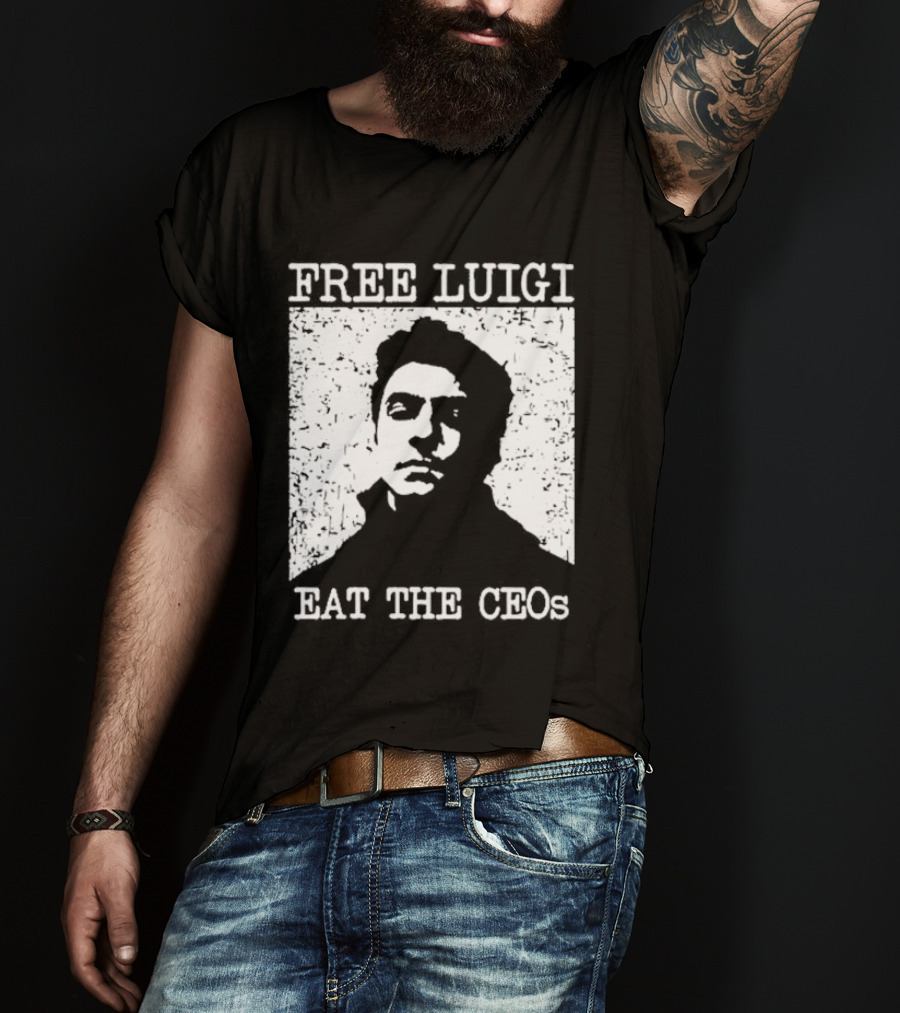Free Luigi Eat The CEOs Stencil T-Shirt