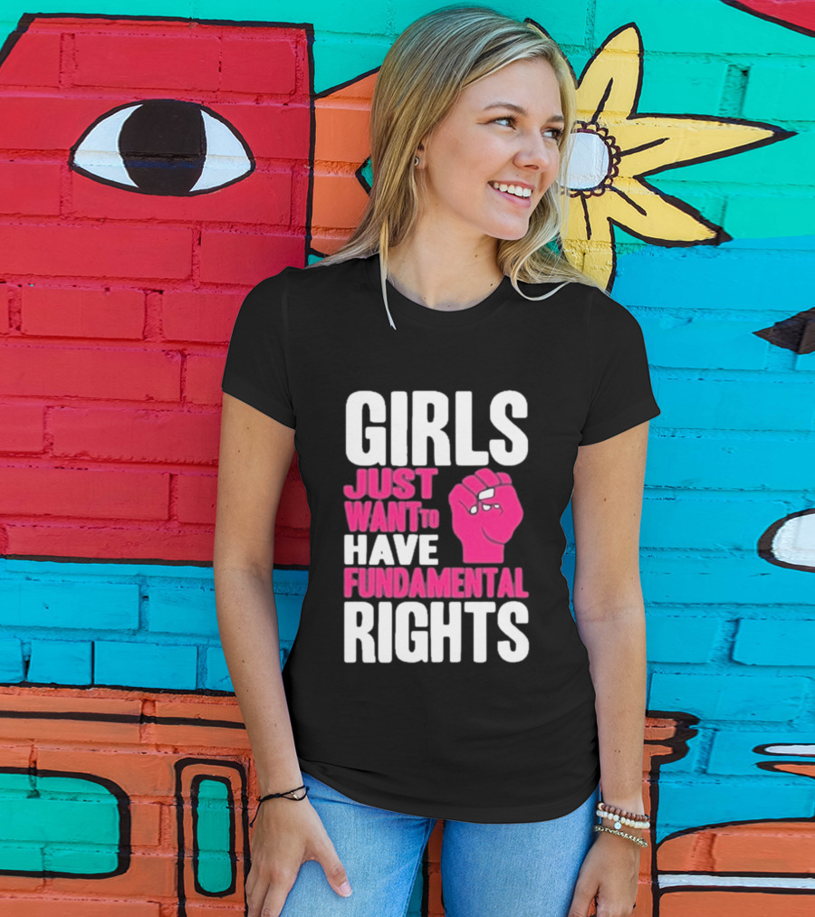 Cyndi Lauper Girls Just Want To Have Fundamental Rights Raised Fist Empowerment T-Shirt