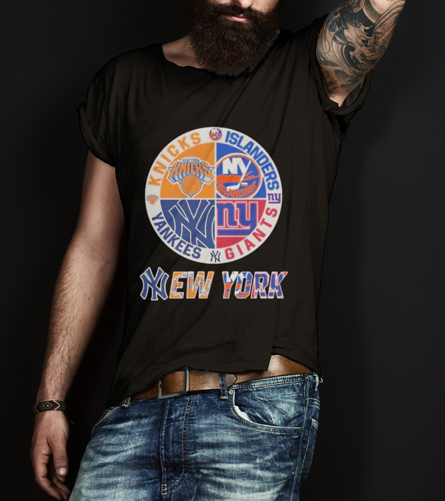 New York Knicks Islanders Yankees Giants Sports Fan Collection T-Shirt