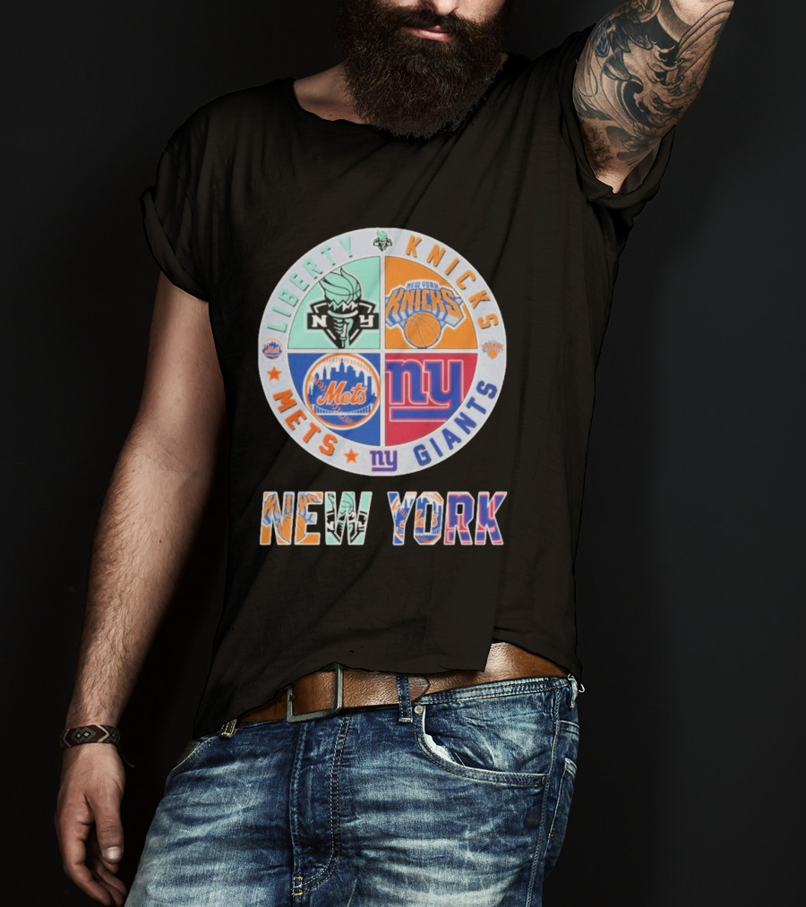 New York Liberty Knicks Mets Giants Yankees T-Shirt