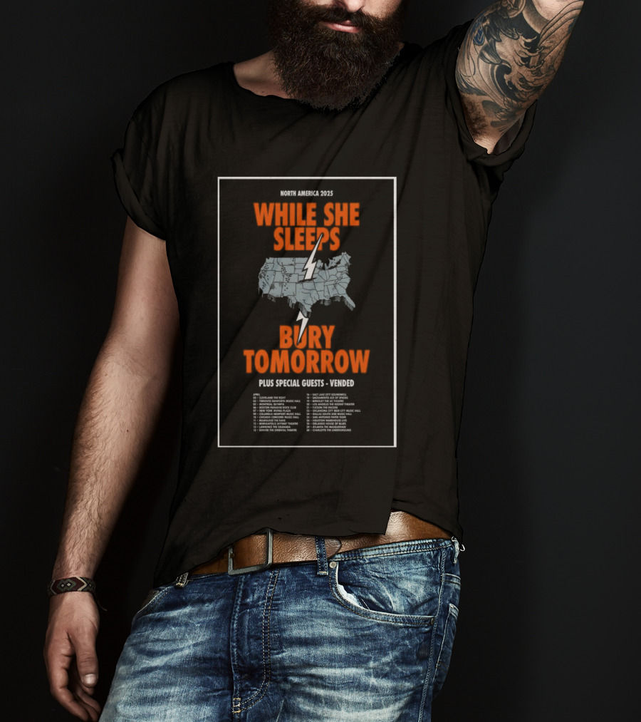 North America 2025 While She Sleeps Bury Tomorrow Plus Special Guests Vended T-Shirt