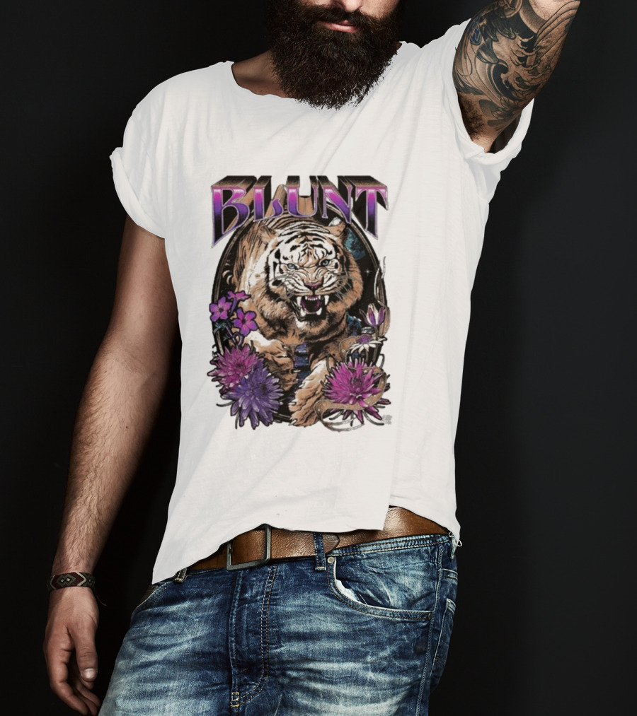 BLunt Fierce Tiger With Flowers T-Shirt