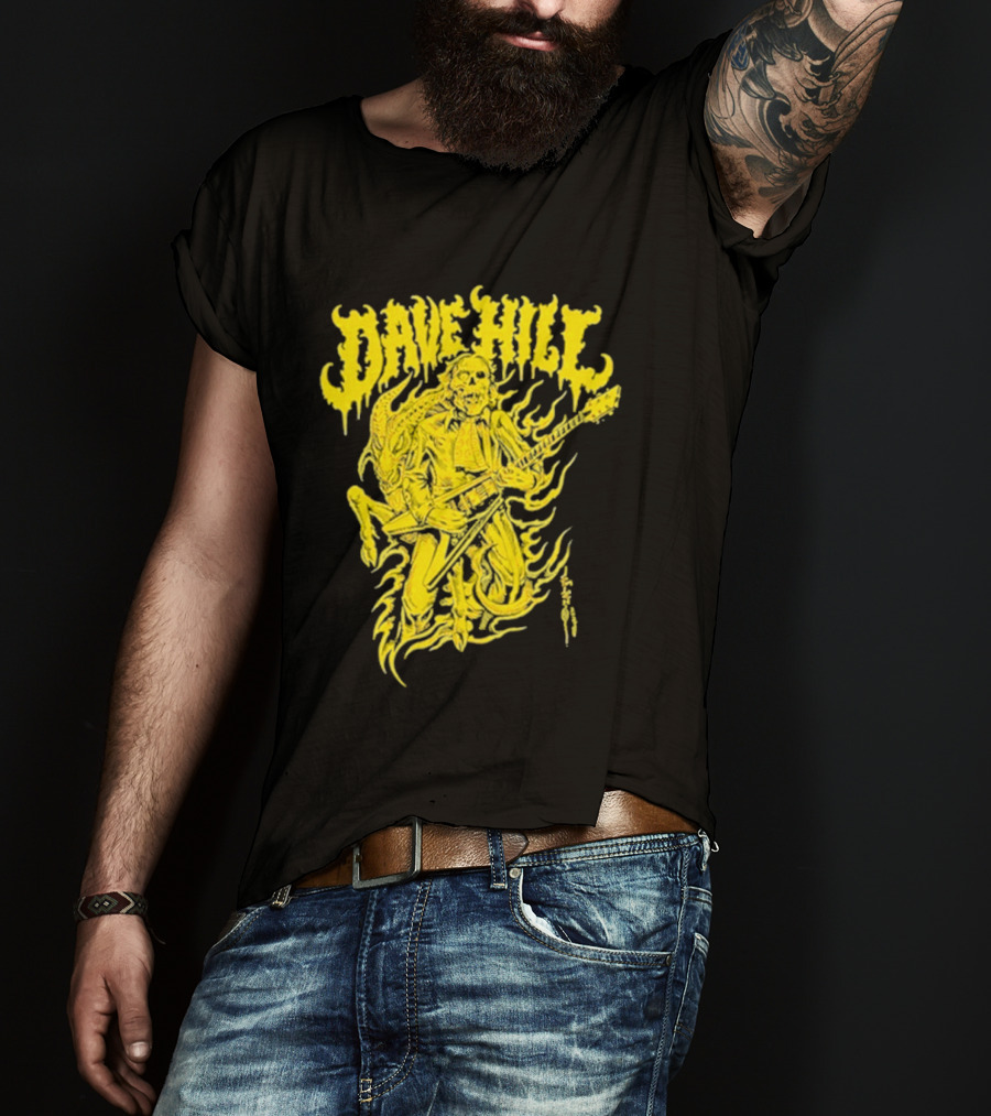 Dave Hill Skullface Yellow Flame Guitar Art By Tim Lehi T-Shirt