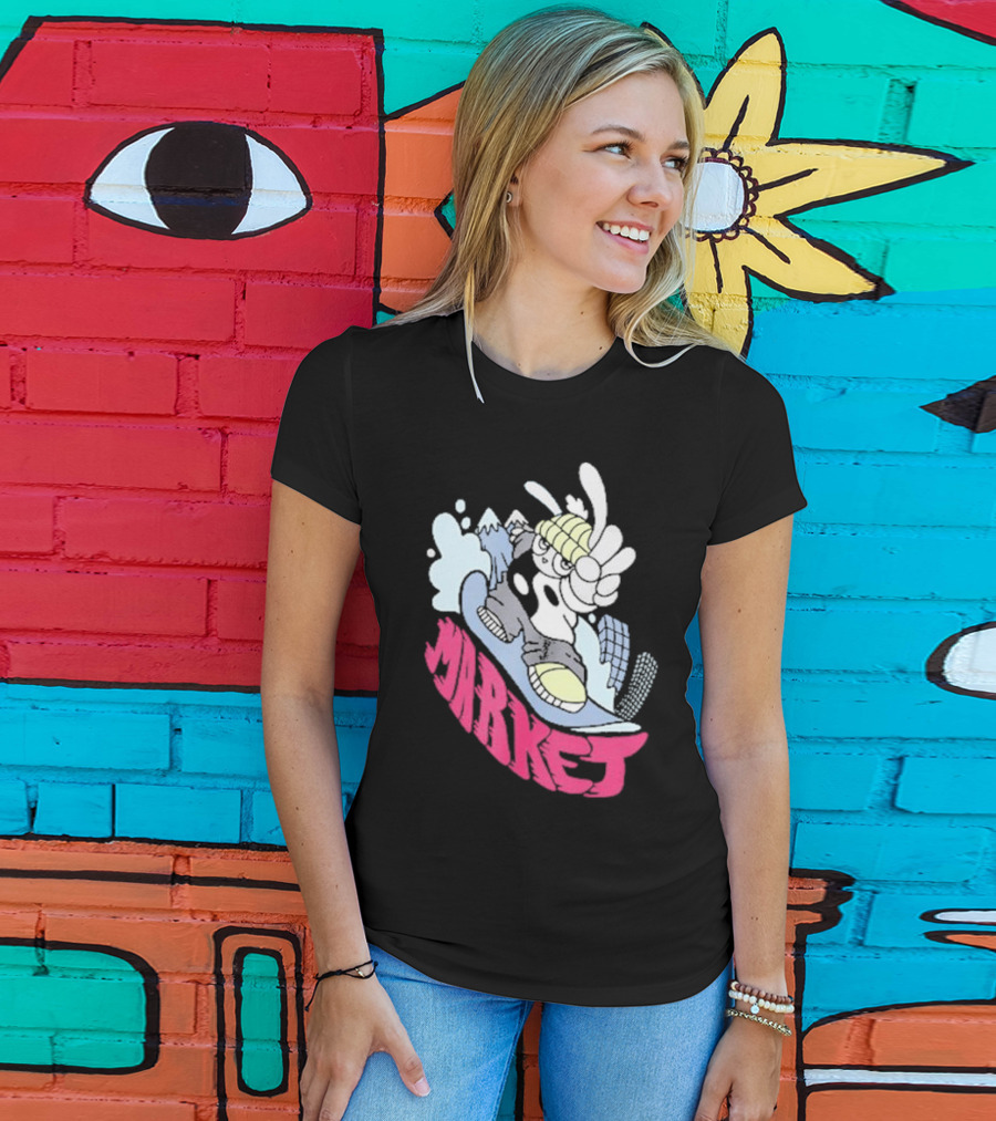 Shibuya Shred Market Snowboarding Rabbit Cartoon T-Shirt