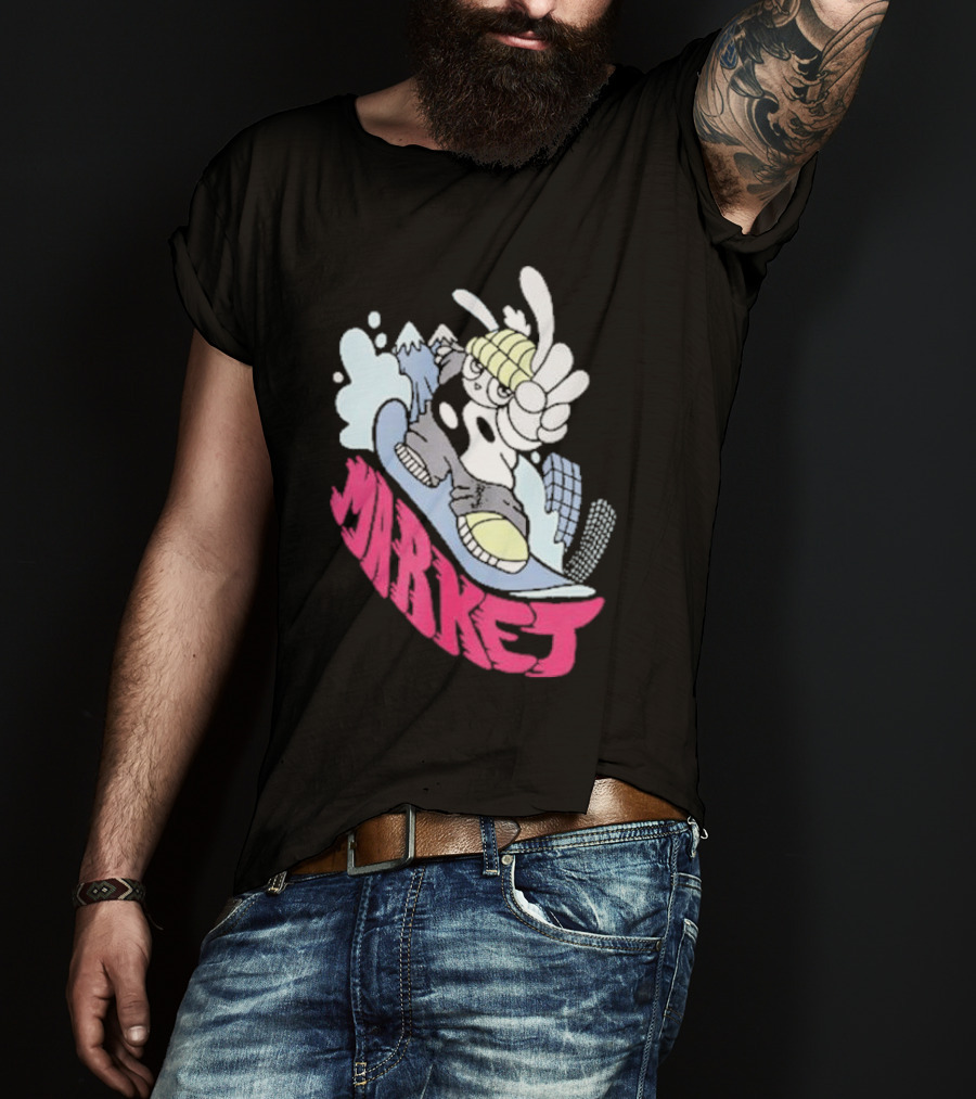 Shibuya Shred Market Snowboarding Rabbit Cartoon T-Shirt
