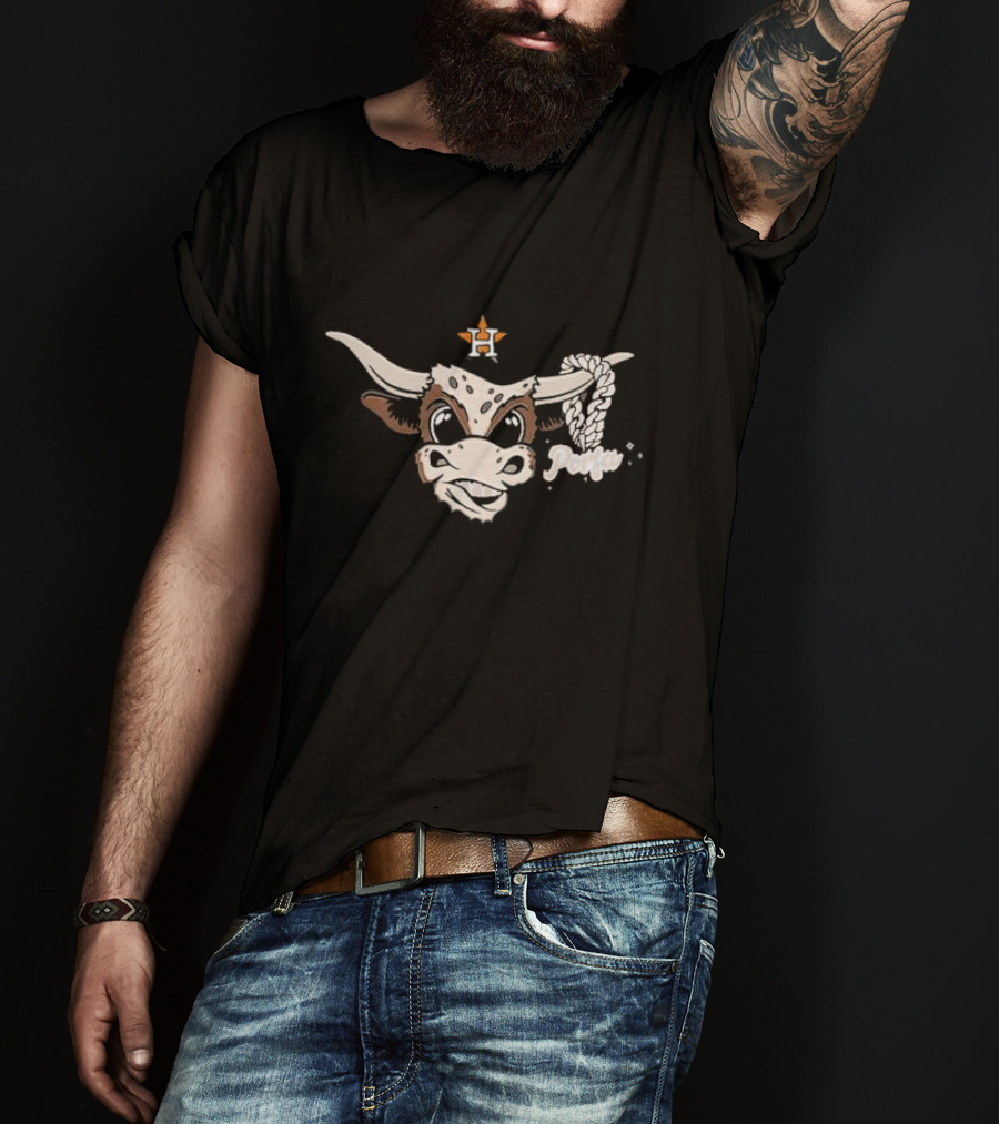 Houston Bull With Rope Chain And Por Favor Text T-Shirt