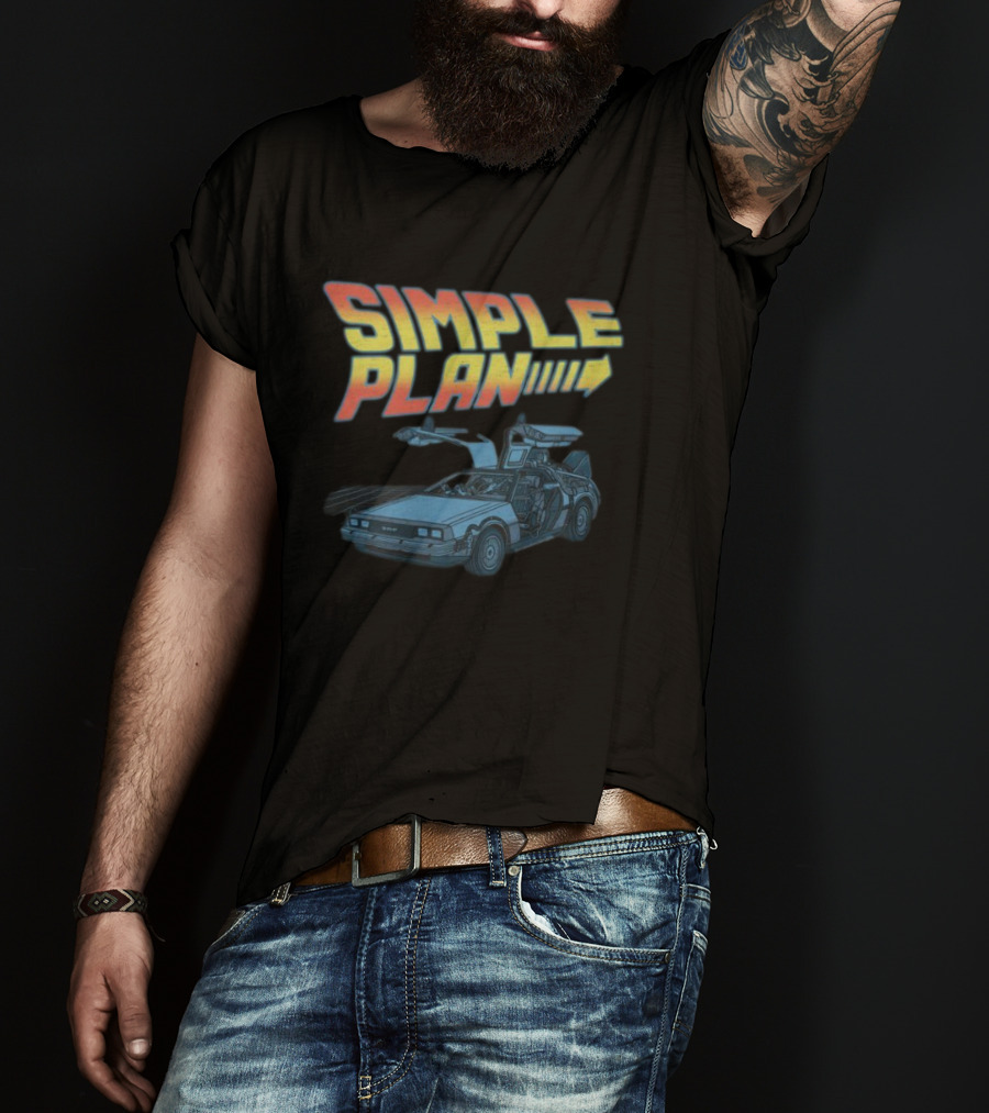 SIMPLE PLAN Time Travel Car Retro Style Cutout T-Shirt