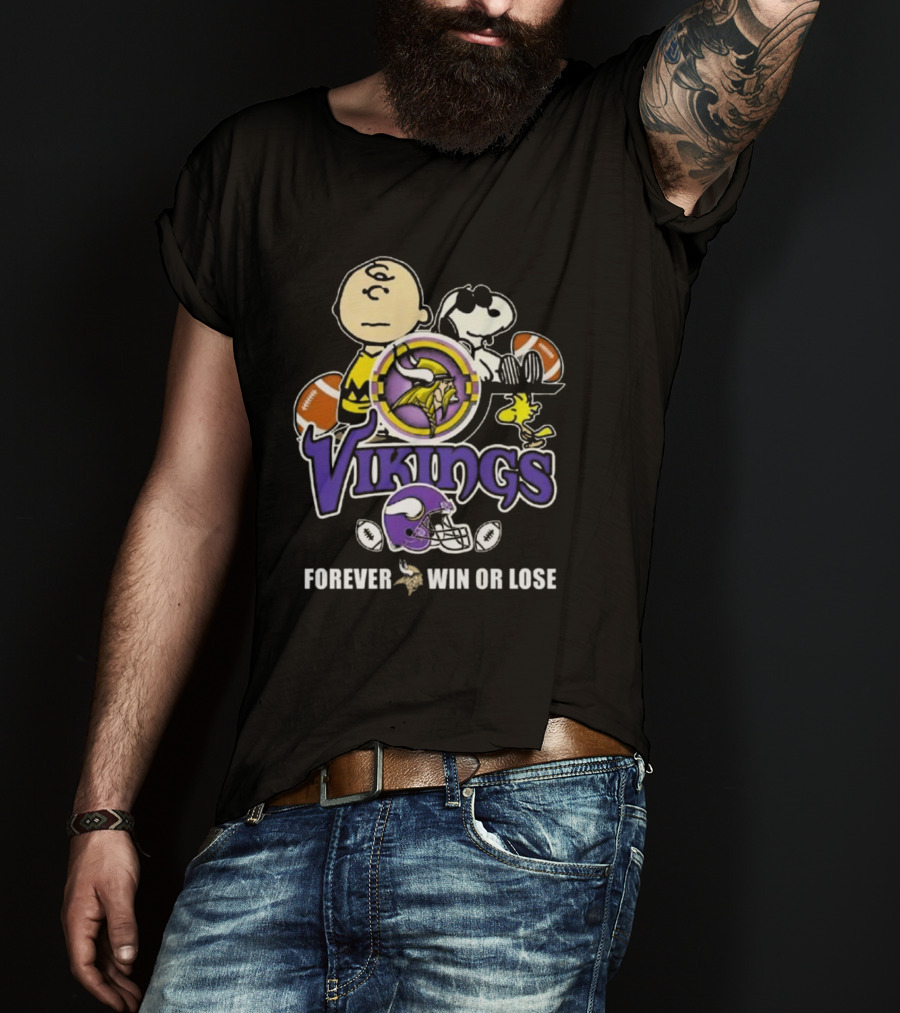 Charlie Brown Snoopy Vikings Football Forever Win Or Lose T-Shirt