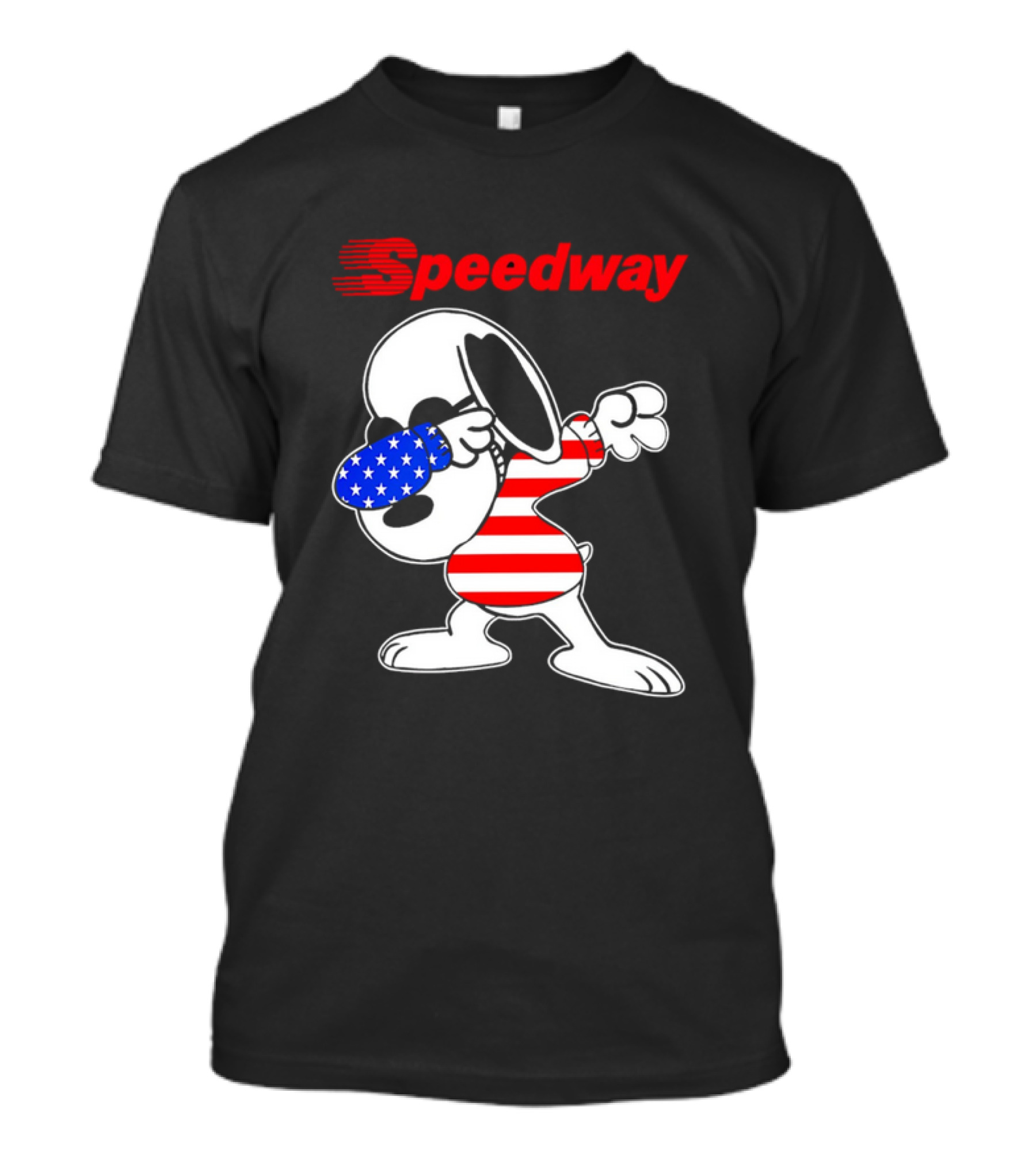 Speedway Snoopy Dabbing American Flag Outfit T-Shirt