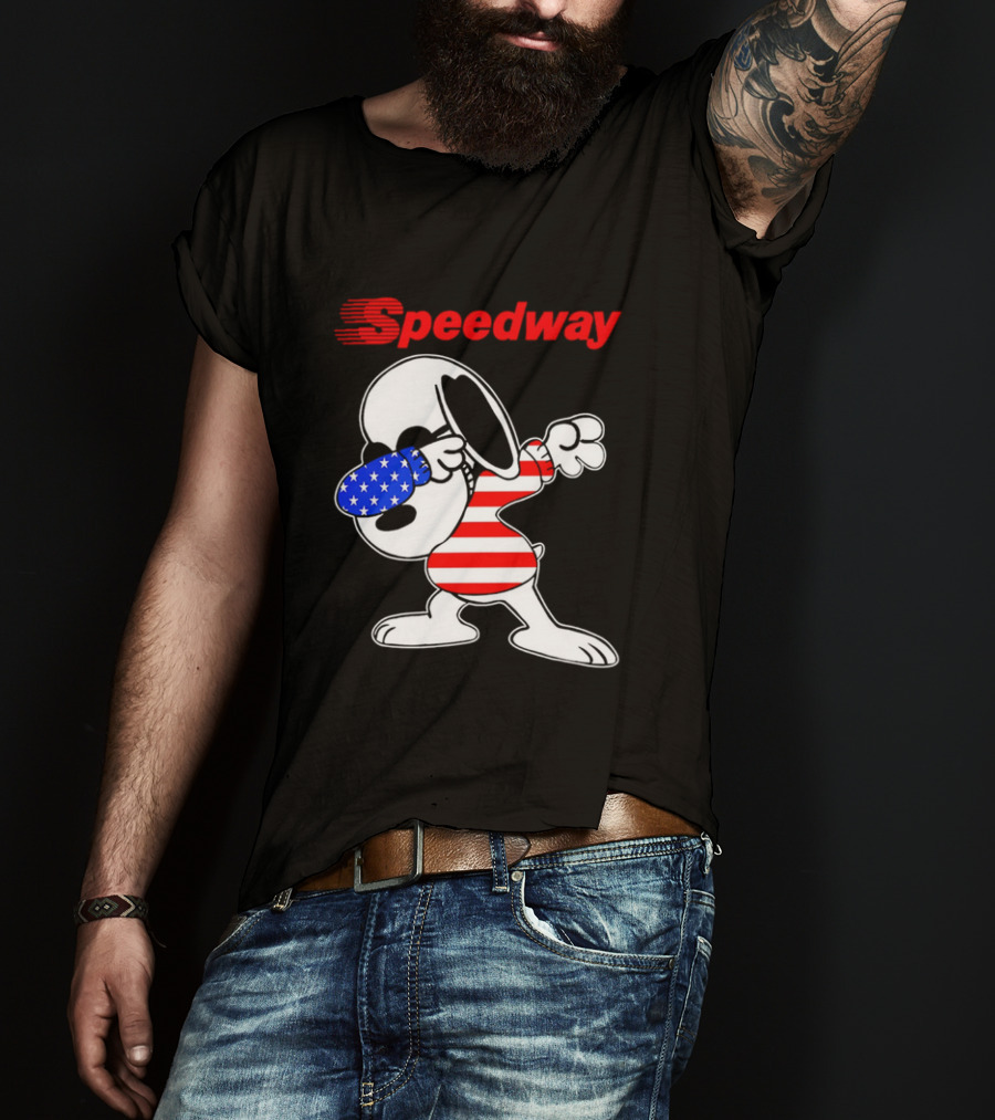 Speedway Snoopy Dabbing American Flag Outfit T-Shirt