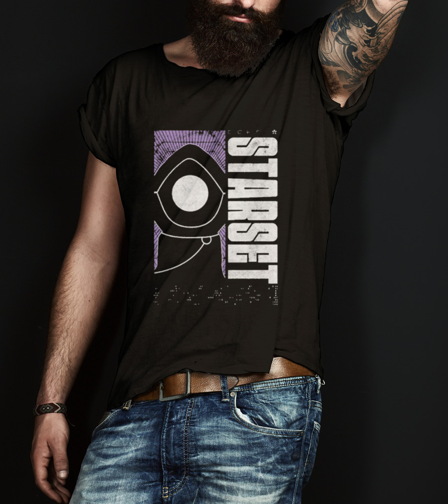 Starset Echo Purple Hooded Figure Bold White Text T-Shirt