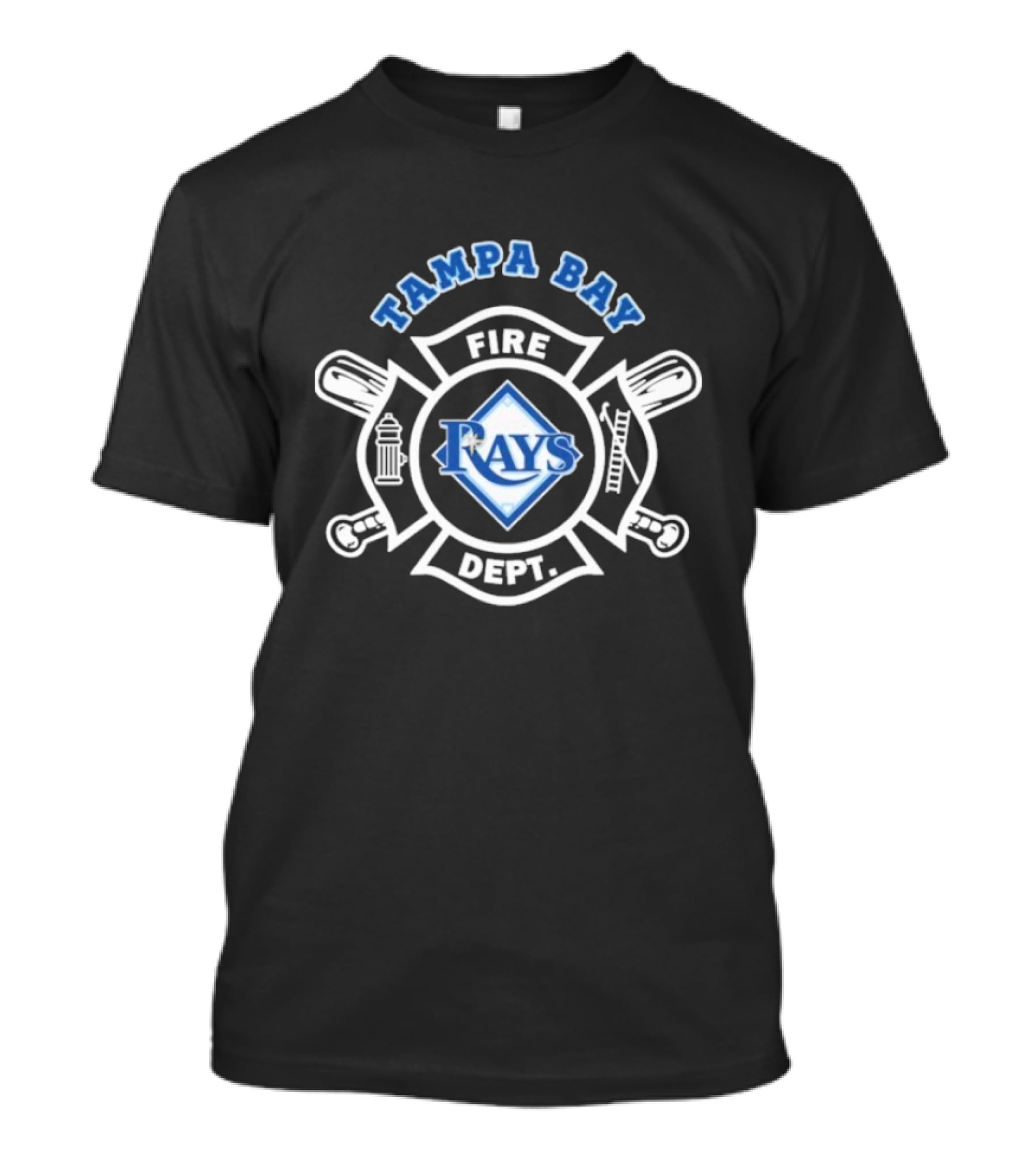 Tampa Bay Rays Fire Dept Firefighters Logo With Firefighter Emblem And Tools T-Shirt