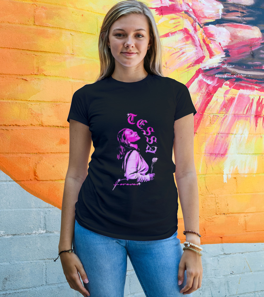 Tessa Forever Økologisk Pink Silhouette With Rose And Stars T-Shirt