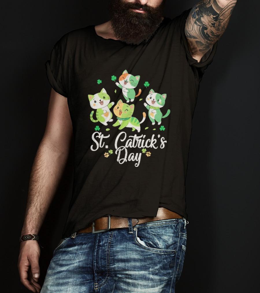 St Catricks Day Cats St Patricks Day Cat Lover St Pattys T-Shirt