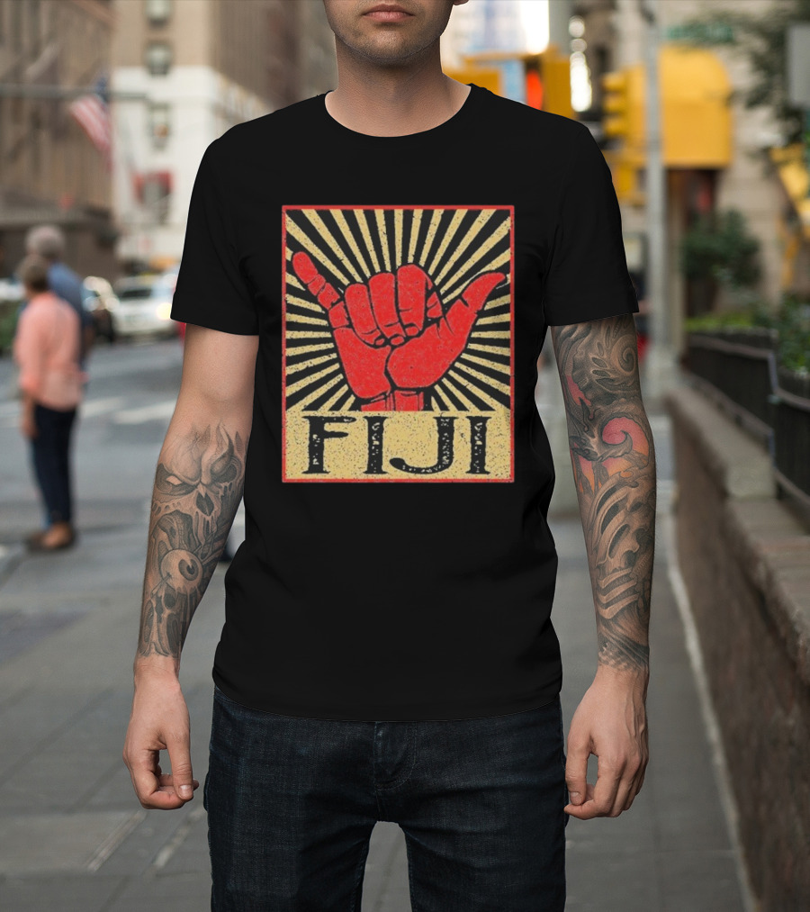 Fiji Retro Shaka Vintage Island Surfer T-Shirt