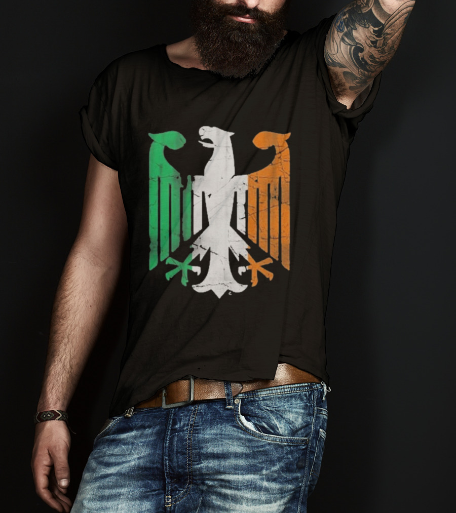 Vintage Irish German Eagle Emblem St Patrick’s Day Heritage T-Shirt