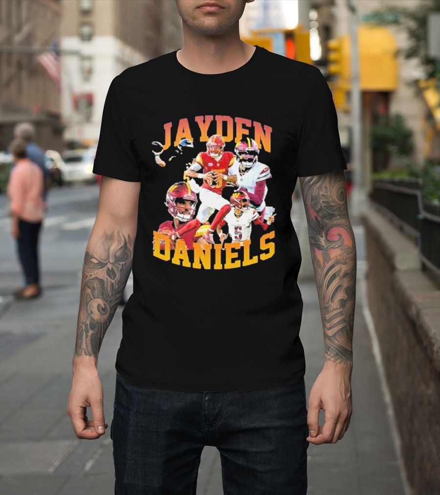 Jayden Daniels Washington Commanders Football Player Collage T-Shirt