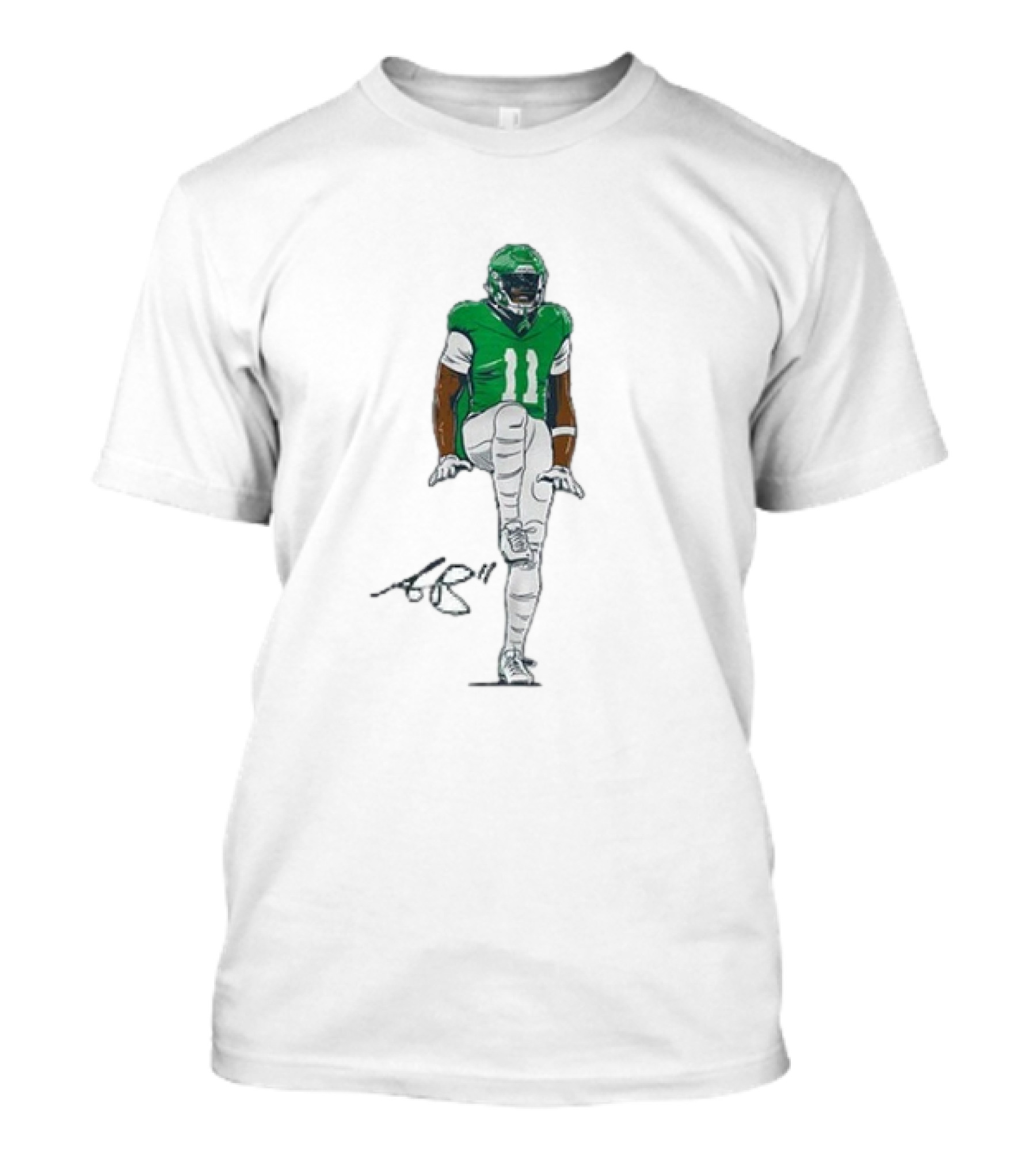 A.J. Brown The Silencer Green Football Number 11 Player Kneeling Icon T-Shirt