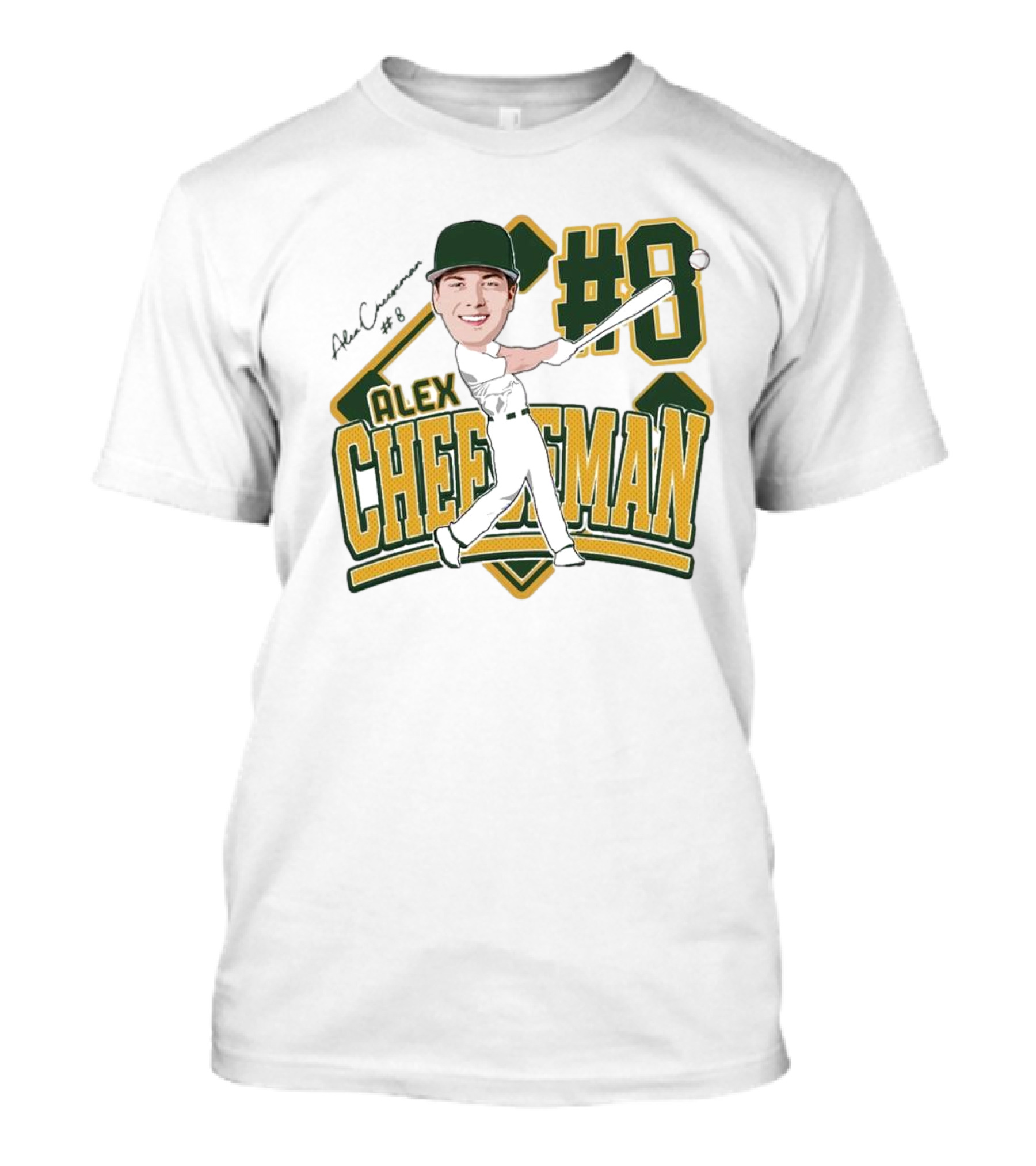 Alex Cheeseman #8 Baseball Caricature 2025 T-Shirt