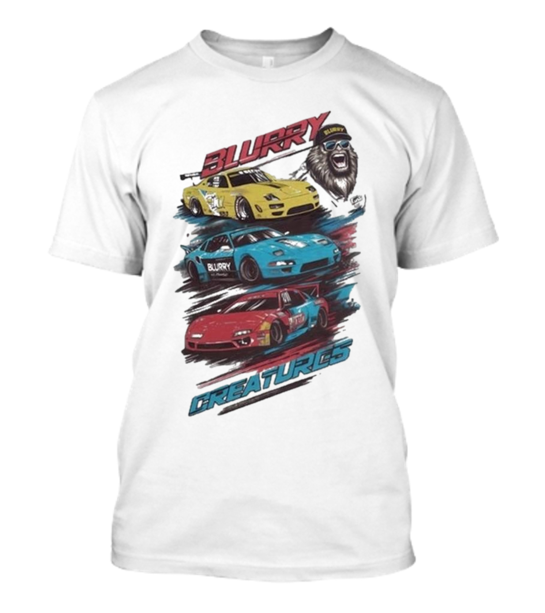 Blurry Creatures Talladega Blur Racing Cars Lion T-Shirt