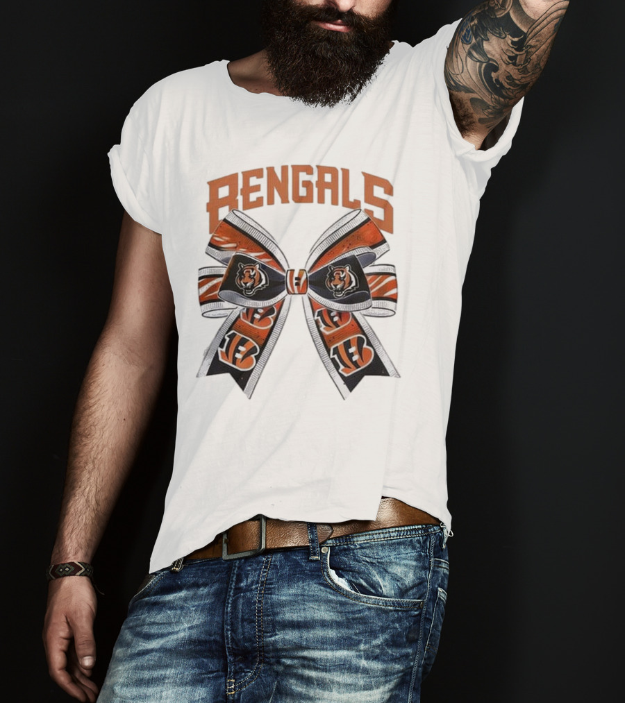 Cincinnati Bengals Bow Featuring Iconic Tiger Logos T-Shirt