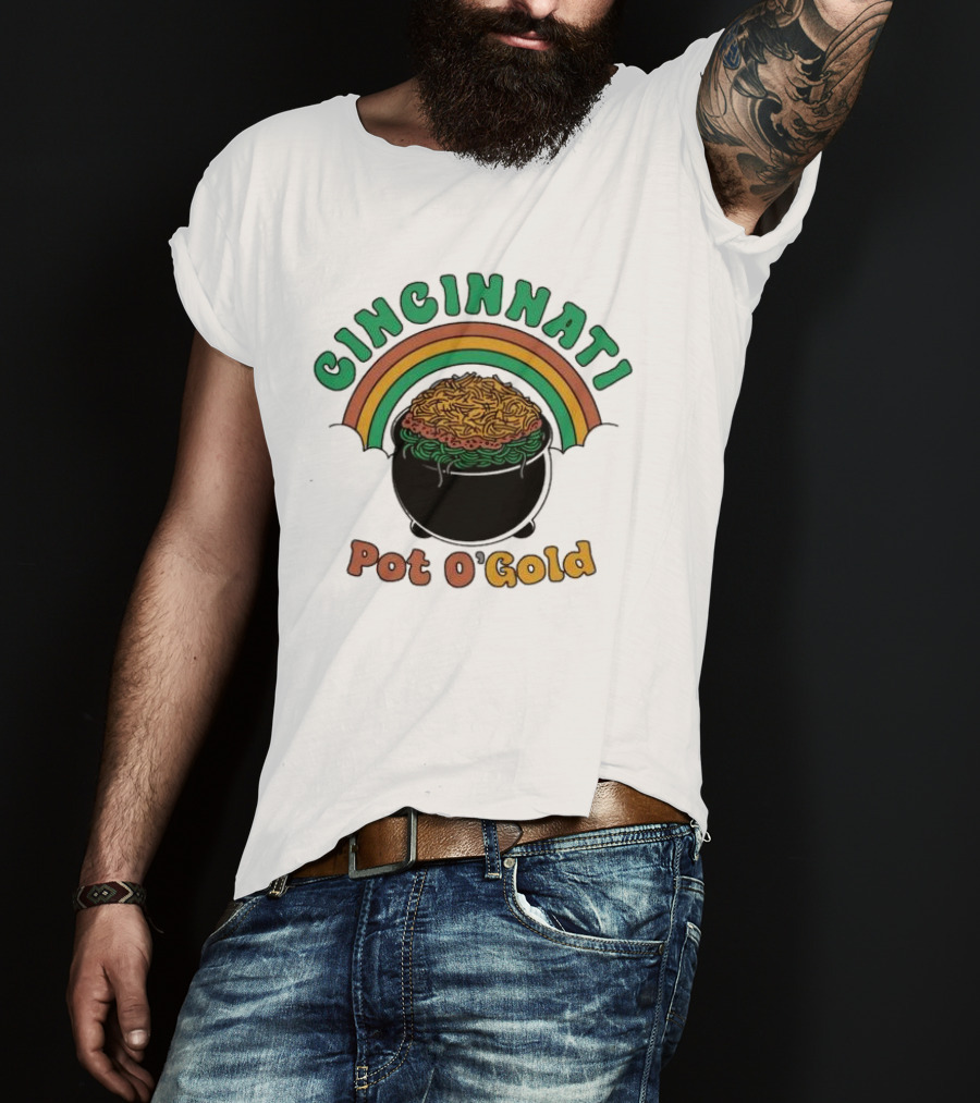 Cincinnati Pot O Gold Rainbow St Patricks Day T-Shirt