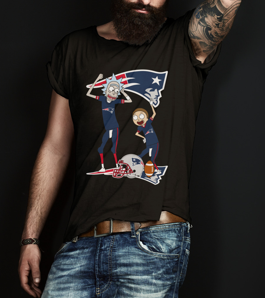Rick And Morty New England Patriots NFL Crossover T-Shirt