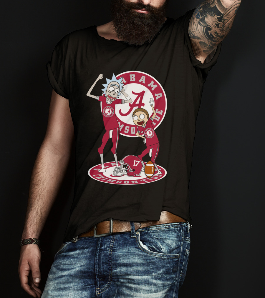 Alabama Crimson Tide Rick And Morty Football Parody NFL Crossover T-Shirt