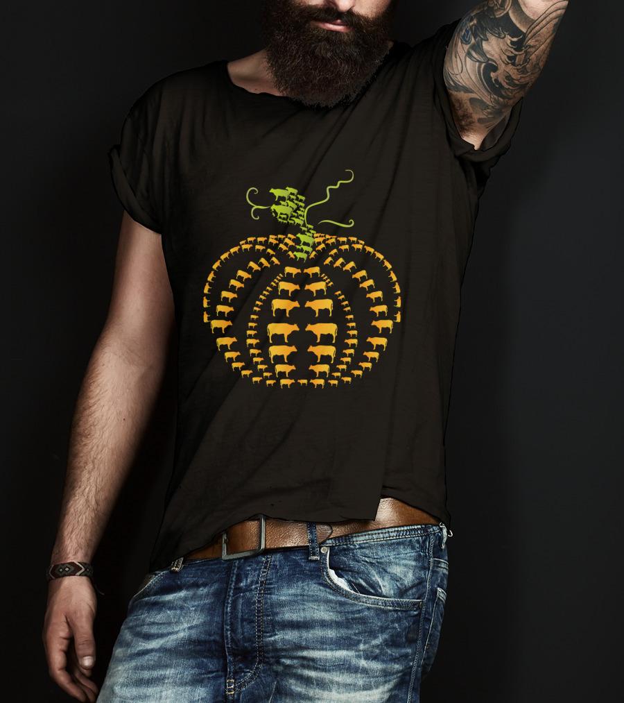 Cows Forming Pumpkin Shape T-Shirt