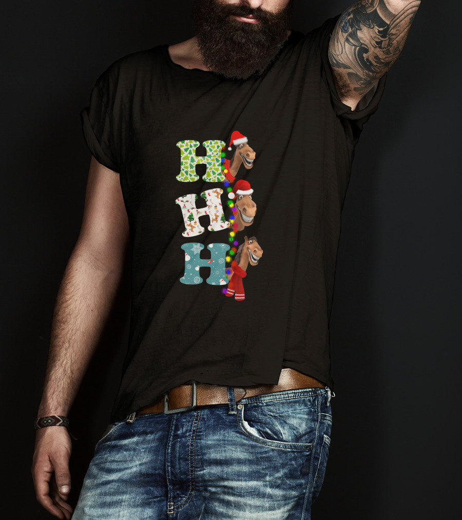 Christmas Hohoho Horse Santa Festive Letters T-Shirt