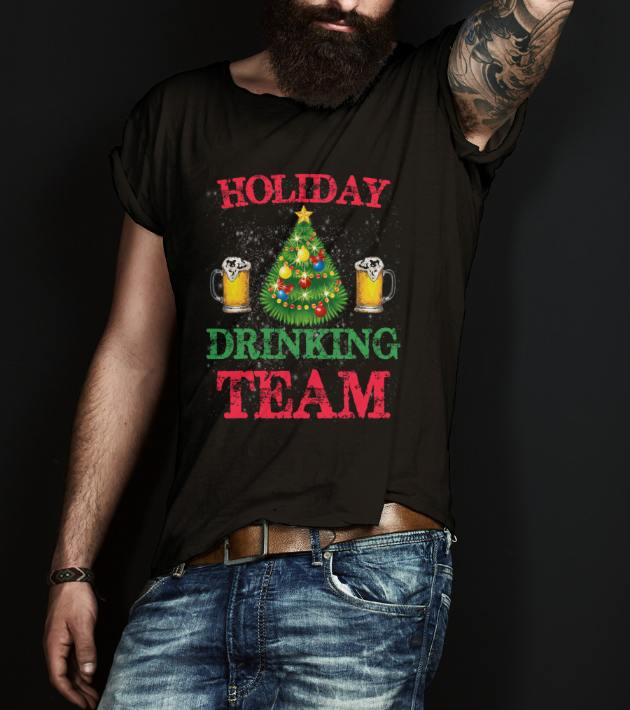 Holiday Drinking Beer Team Christmas Tree Mugs T-Shirt