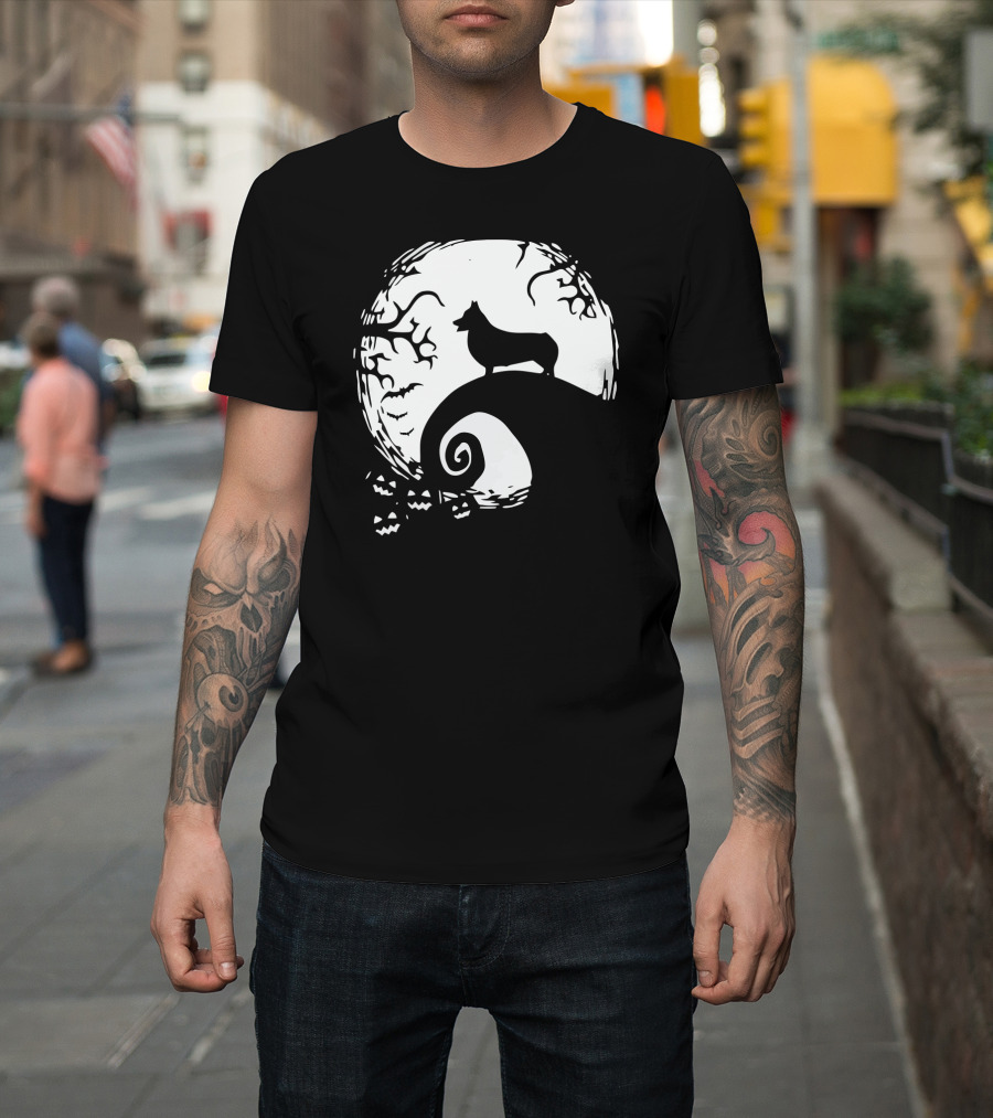 Halloween Corgi Nightmare Hill Moonlight T-Shirt
