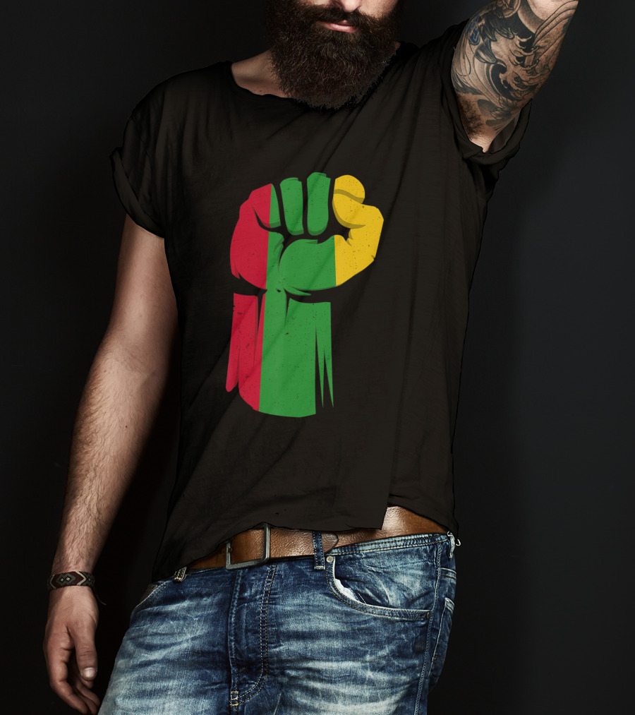 Black Fist African American Pride Black History Month Rasta Colors Fist T-Shirt
