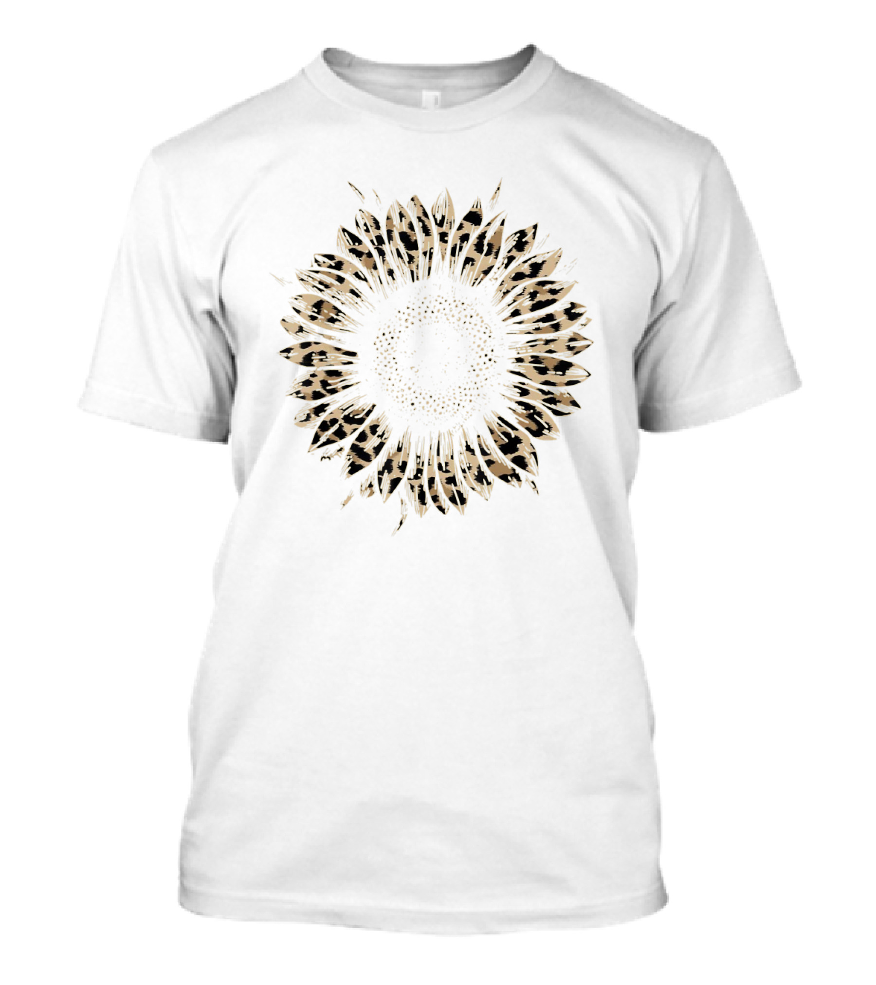 Cool Cheetah Leopard Print Sunflower T-Shirt