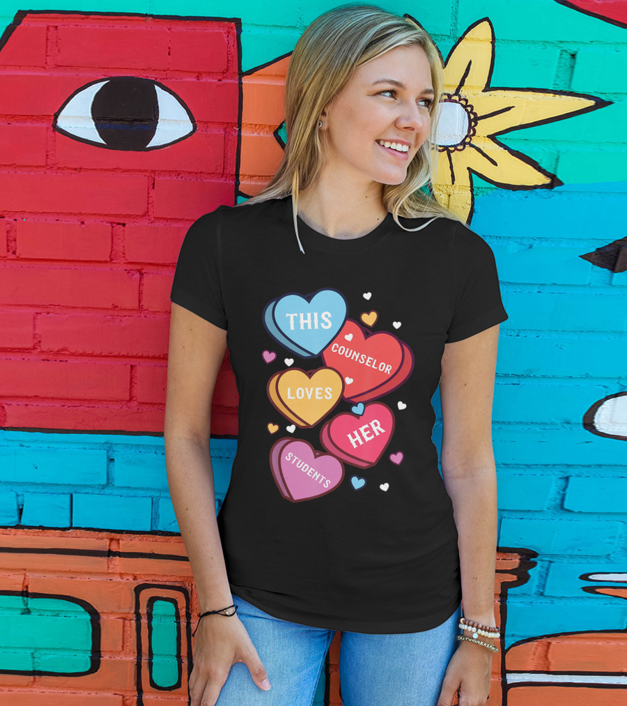 This Counselor Loves Her Students Valentine's Hearts T-Shirt