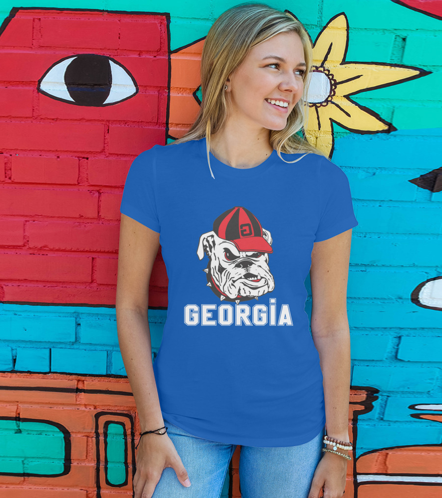 Georgia Bulldogs Vintage Red And Black Cap Bulldog T-Shirt