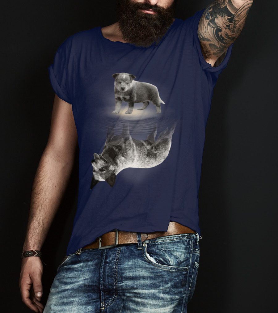 Retro Reflections: Vintage Australian Cattle Dog And Scenic Sunset T-Shirt