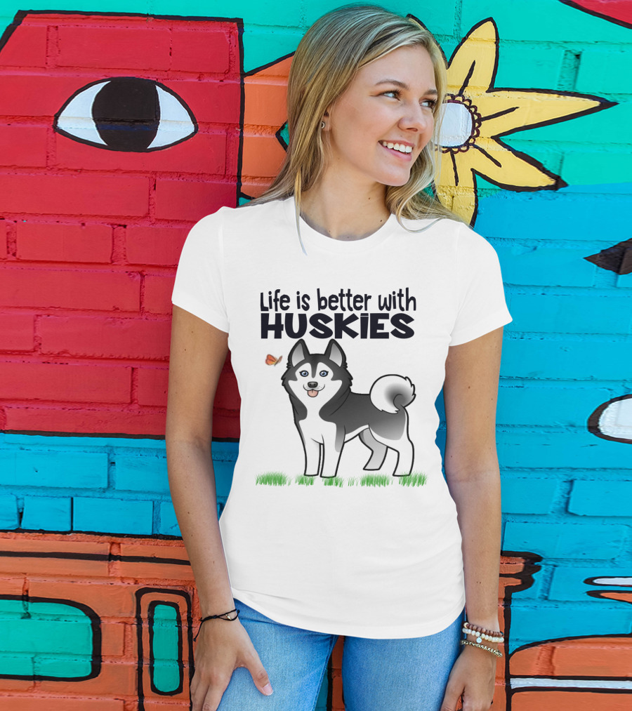 Life Is Better With Huskies Siberian Dog Owner Puppy T-Shirt
