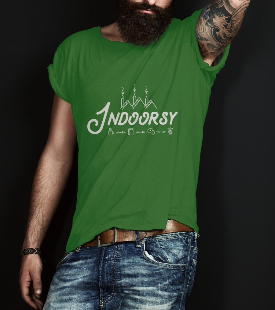 Indoorsy Smoke Coffee Book Music Plant Icons T-Shirt
