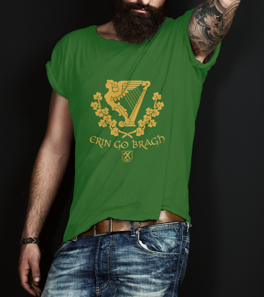 Erin Go Bragh Irish Harp And Shamrock Emblem T-Shirt