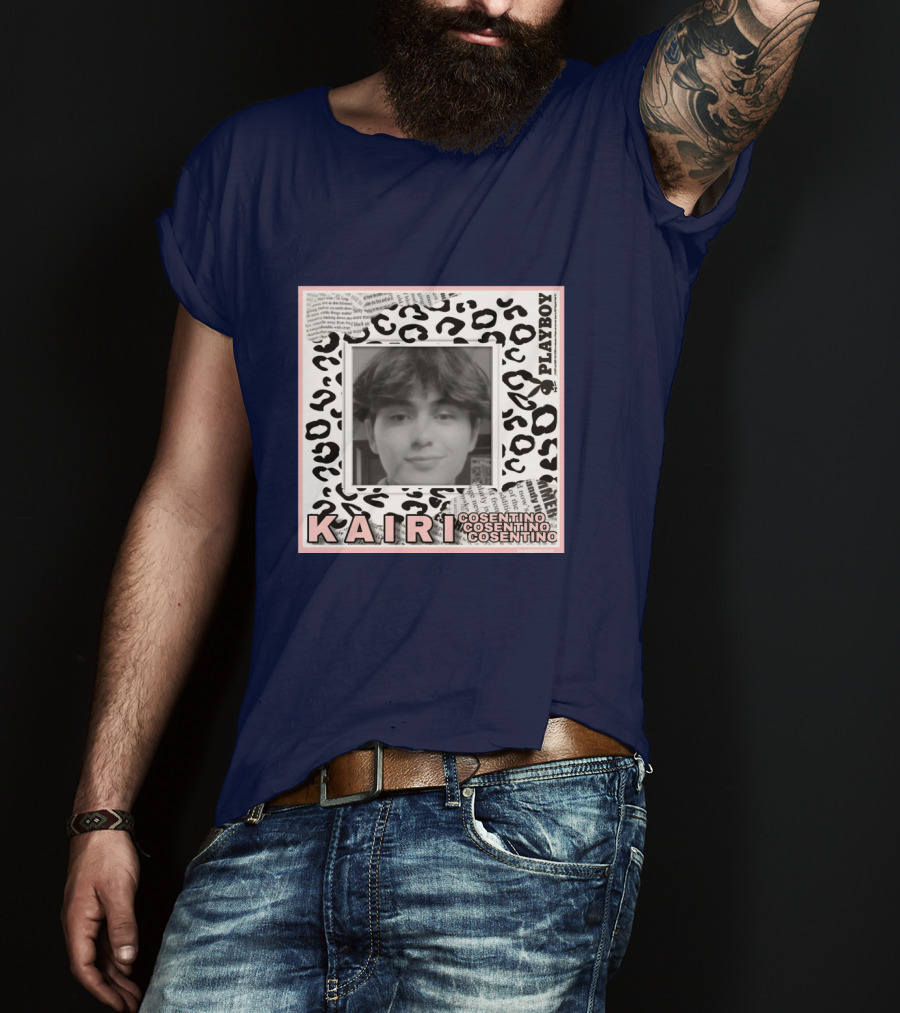 Kairi Cosentino Playboy Leopard Print Black And White Photo Montage T-Shirt