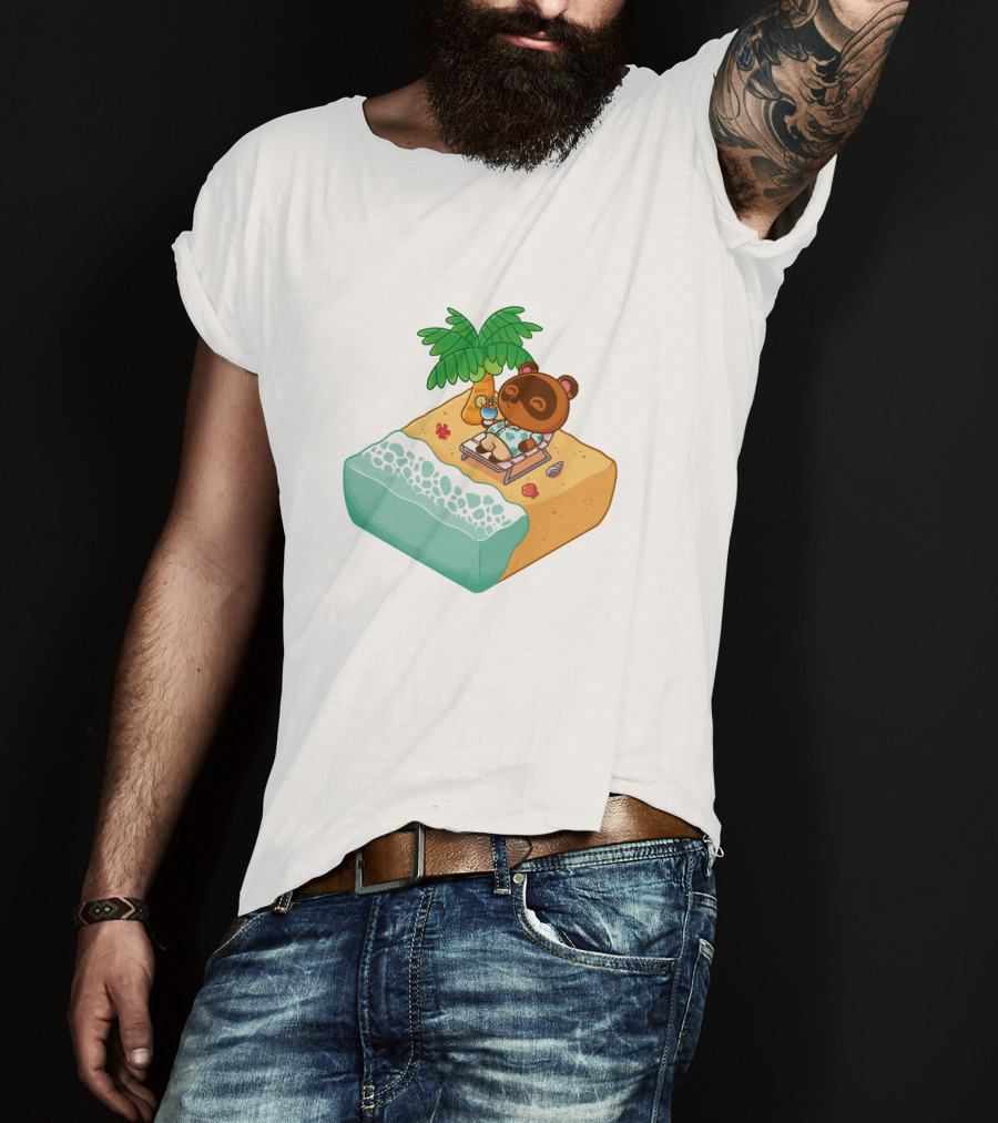 Tom Nook Beach Relaxation Paradise Island Scene T-Shirt