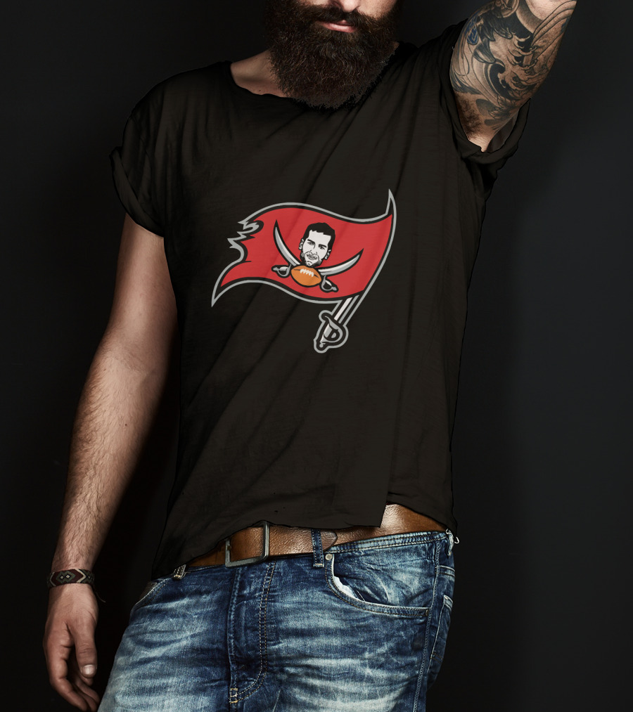 Tampa Bay Buccaneers Pirate Flag Parody With Face And Football T-Shirt