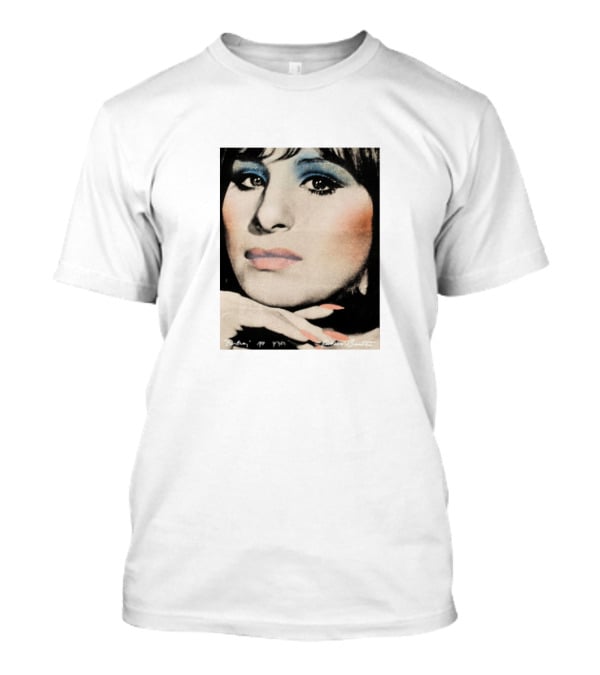 Barbra Streisand Portrait With Signature And Blue Eye Shadow T-Shirt